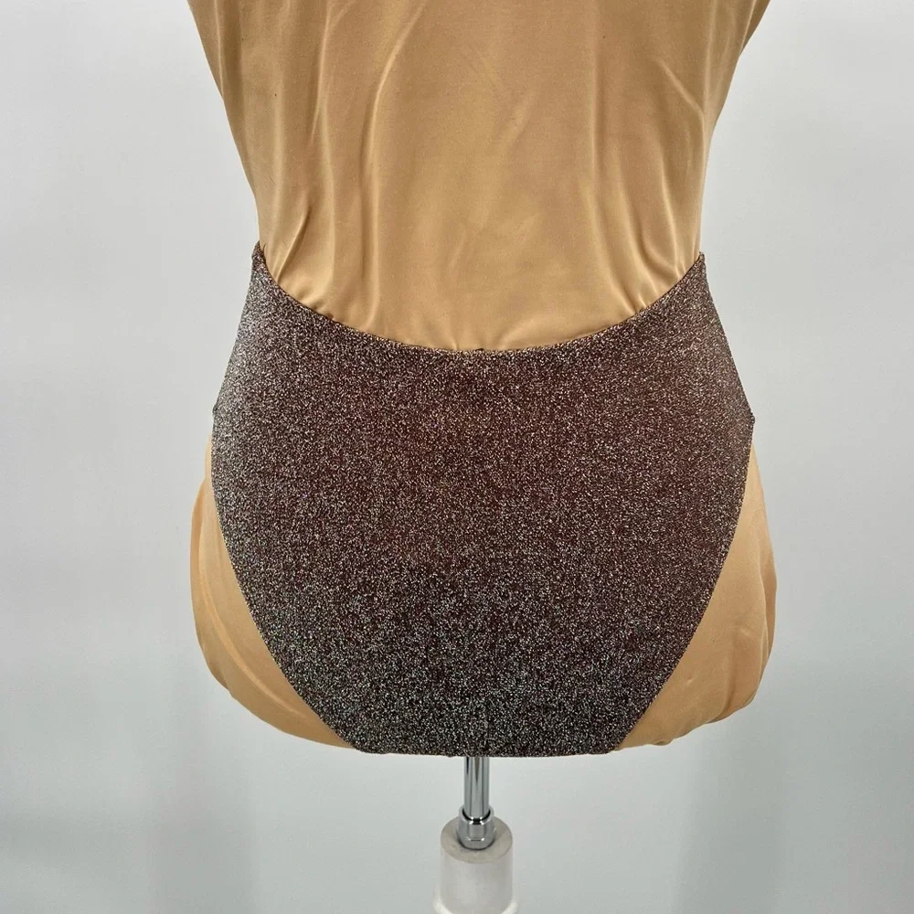 NWT skims chocolate brown metallic shimmer highwaisted bikini bottoms XXS beach